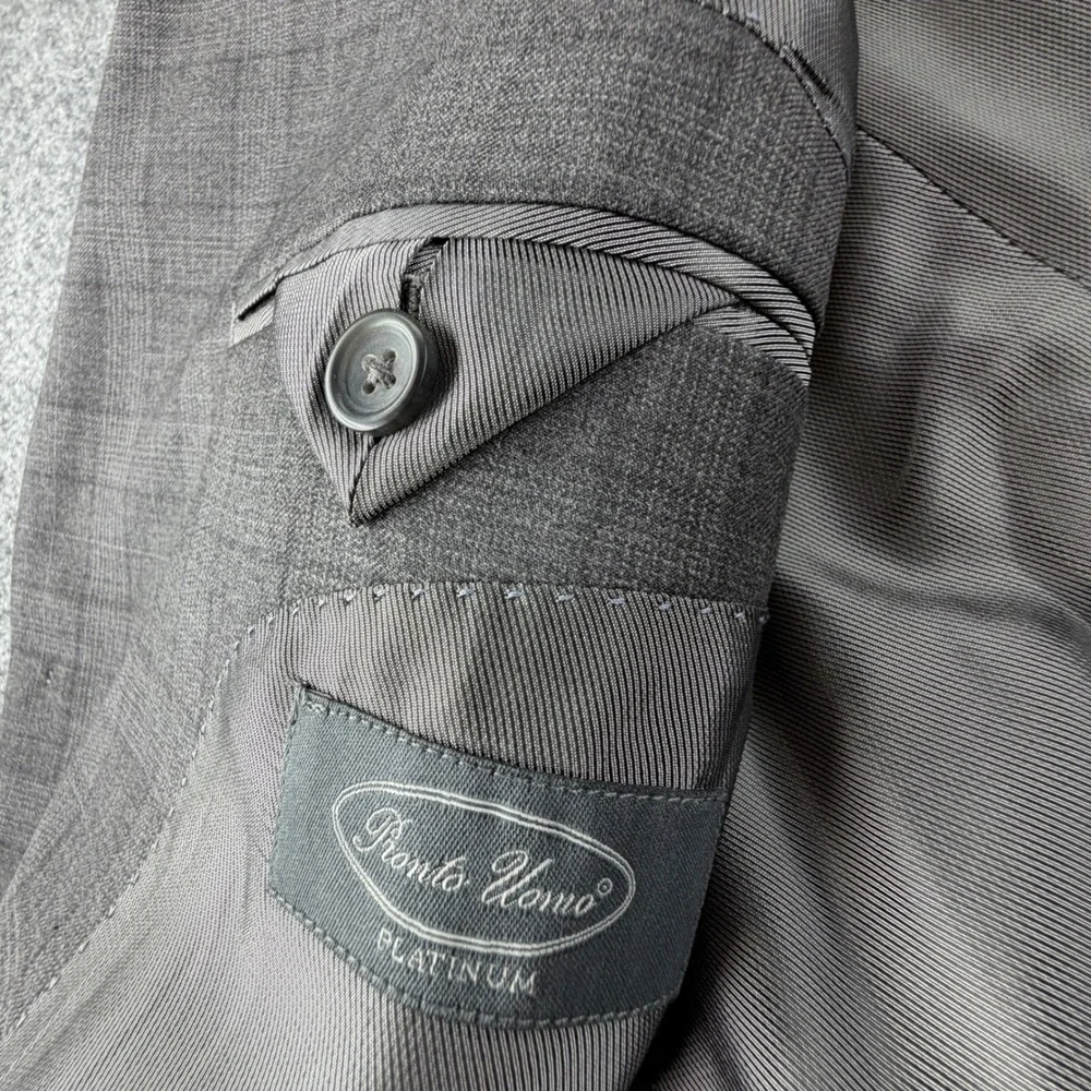 Pronto Uomo Platinum Gray Glen Plaid Wool Blend Blazer Sport Coat 41 Regular